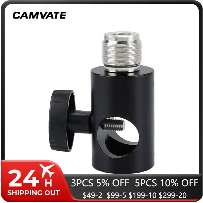 Adattatore per vite per microfono con connettore per palo luminoso CAMVATE con 1/4 "-20 femmina a 5/8"-27 maschio per asta luminosa/staffa per microfono