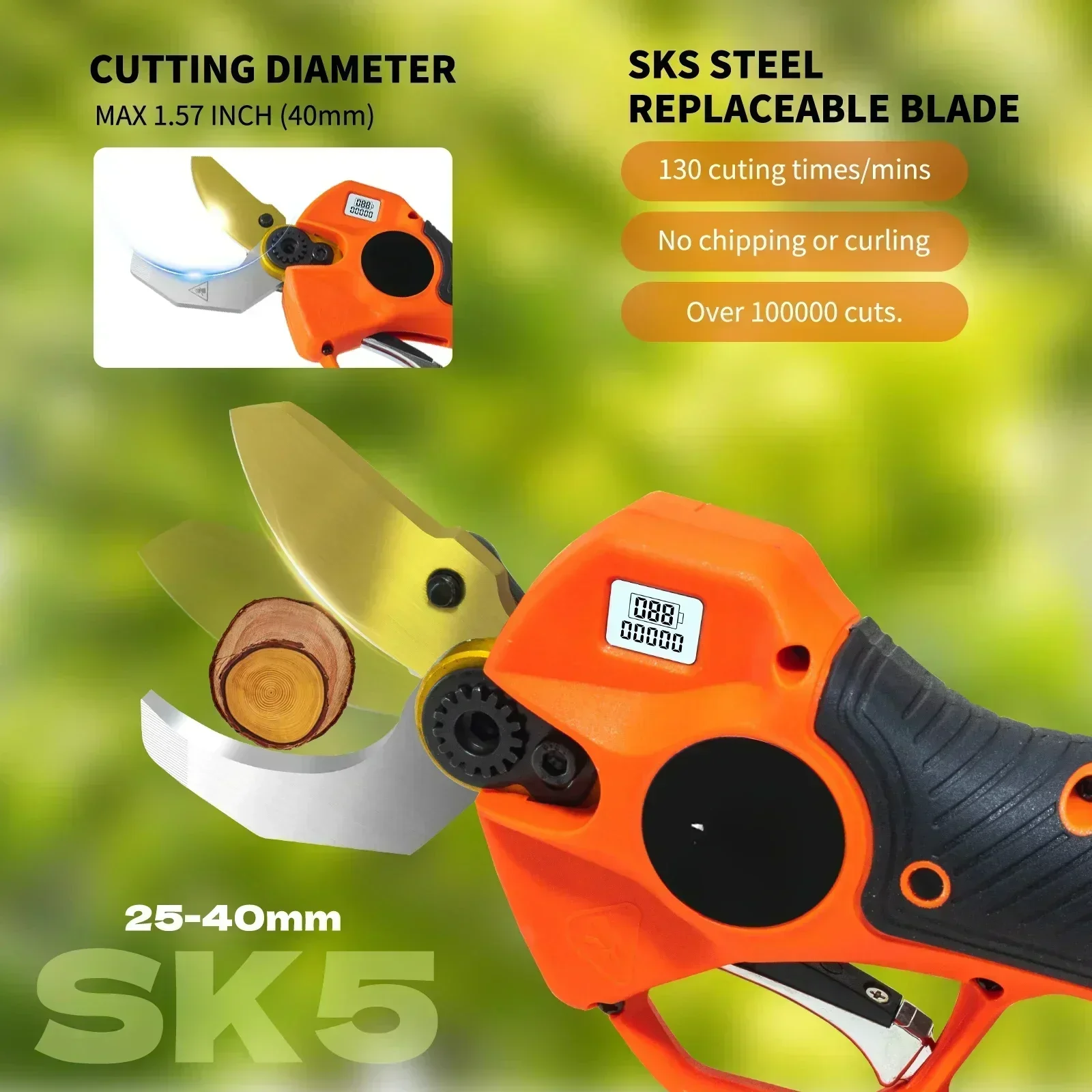 For S840 40mm 25V Cordless Pruner Lithium-ion Pruning Shear Efficient Scissors Bonsai Electric Tree Branches Garden Tools