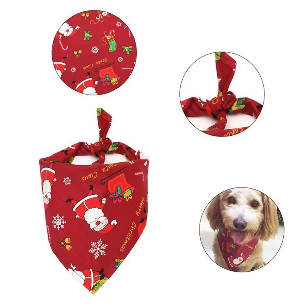 Cute For Puppy,Kitten Santa Claus Patten Christmas Element Pet Costume Dogs Bandanas Cats Triangular Scarf Christmas Pet Decor