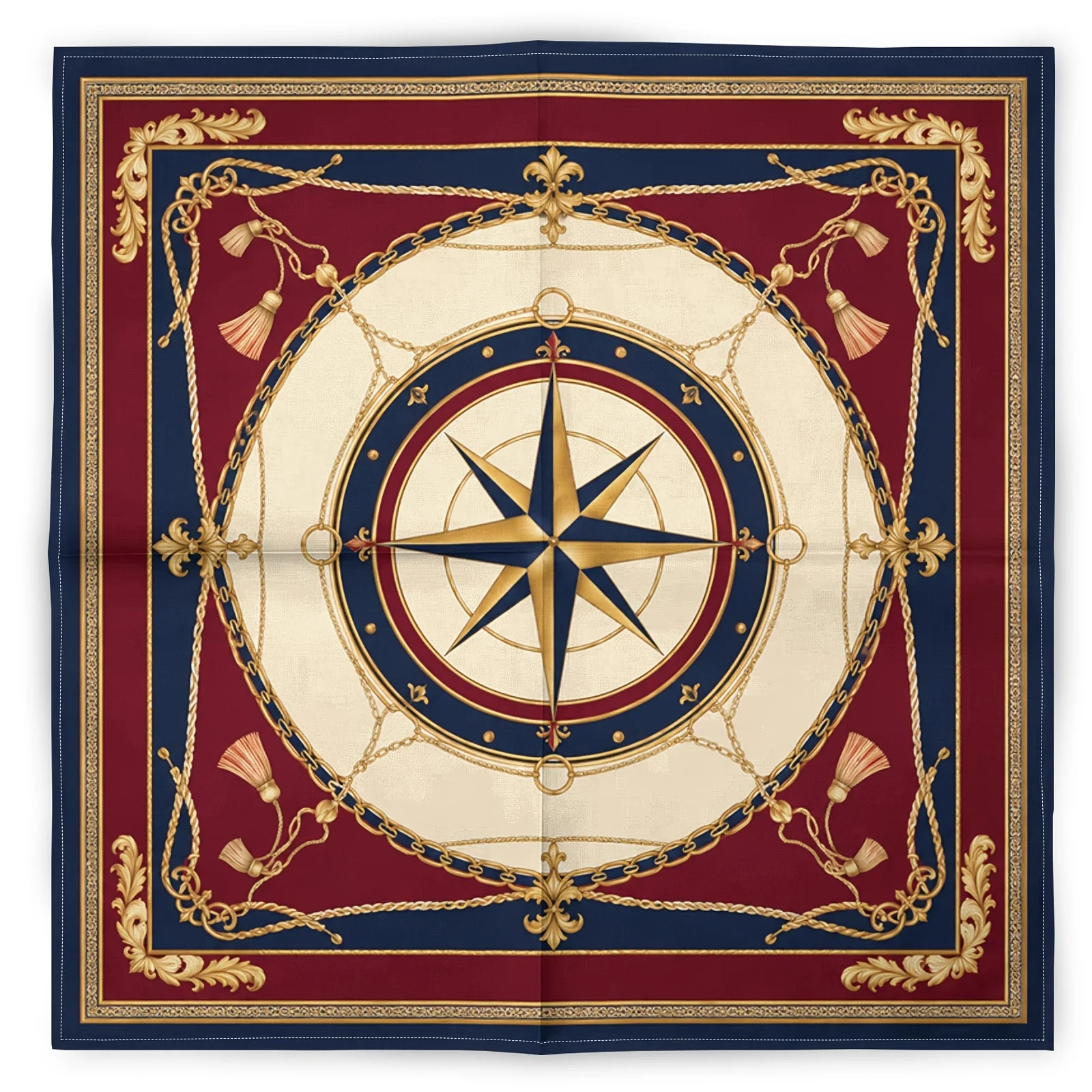Elegant Compass Rose Tablecloth Runner for Dining Table Home Decor Nautical Vintage Style Cloth 60x60cm