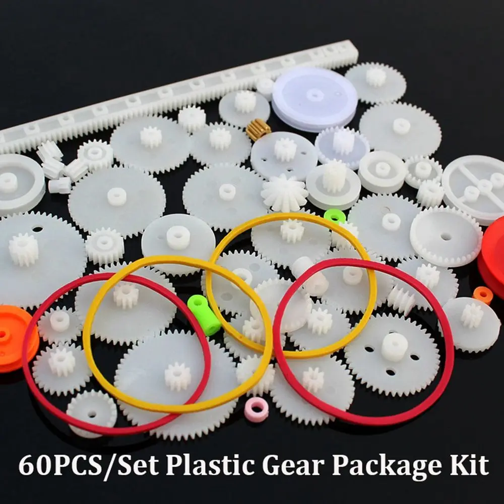 60PCS/Set 2021 Toy Motor Car Robot Various Gear Plastic Gears Package Kit DIY Gear Assortment Axle Belt Bushings