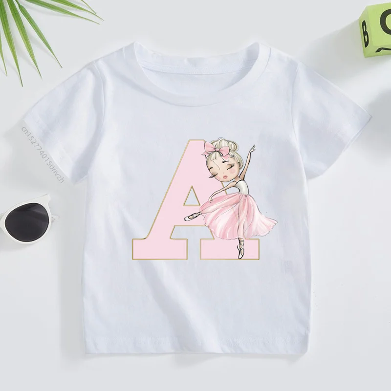 Girls Personalised Ballerina Printed T-shirt  Ballet Tshirt Personalized Gift for Dancer Toddlers Tee Clothes