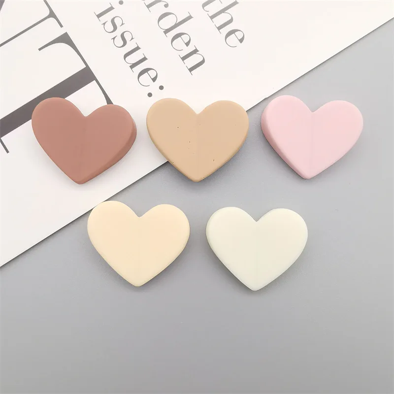 10Pcs Coffee Colour Concave Love Heart Resin DIY Hat Icebox Barrette Mobile Phone Case Scrapbook Cream Glue Flat Back Resin