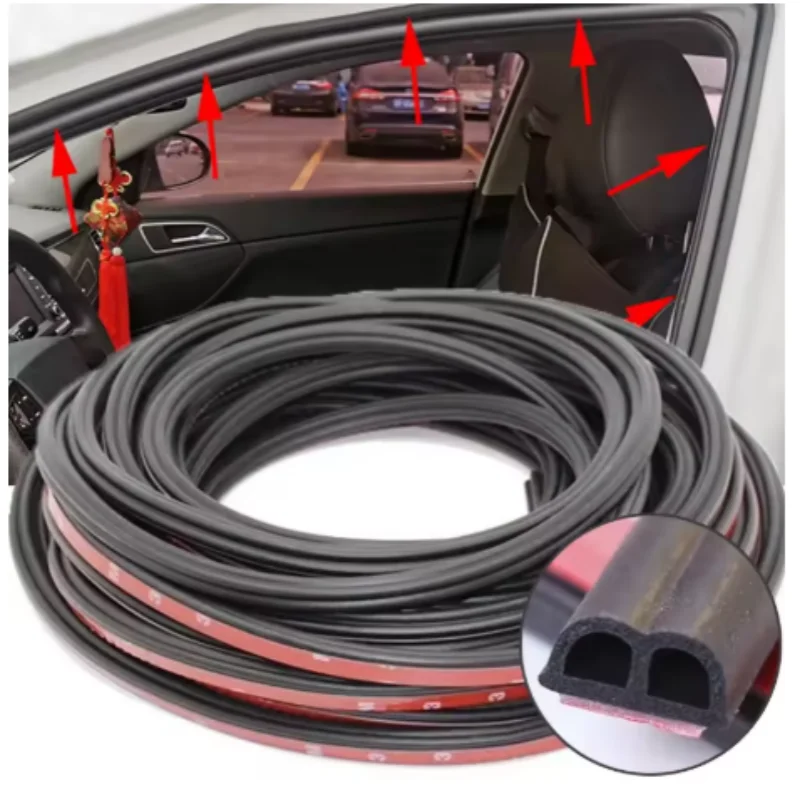 Car Door Rubber Seal Strips Auto Double Layer Sealing Stickers For Door Trunk Sound Insulation Weatherstrip Interior Accessories