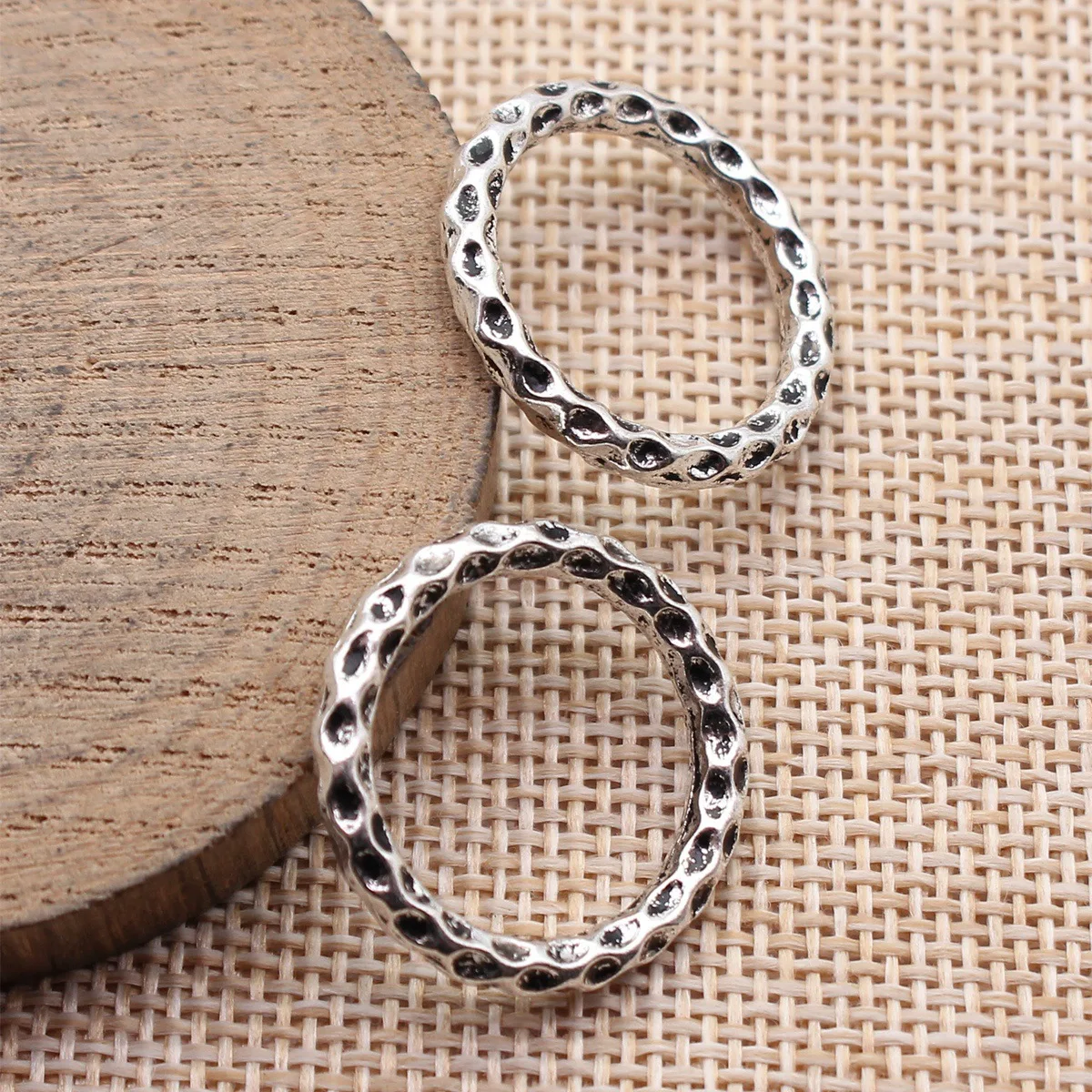 WYSIWYG 5pcs 4 Colors Hammer-Patterned Circle Connector For DIY Jewelry Making