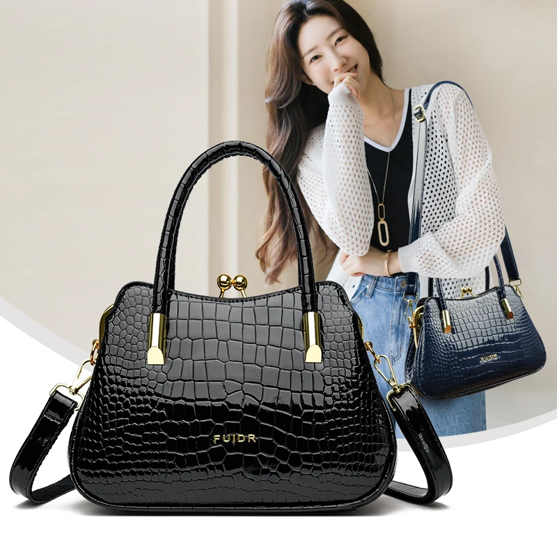 

New large-capacity handbags, middle-aged mom bags, bright and versatile women's single-shoulder bags, women's crossbody bags