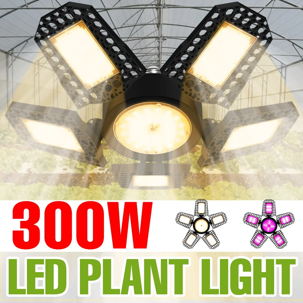 

300W LED E27 Grow Light Bulb Full Spectrum Indoor Greenhouse Tent Vegetable Cactus Hydroponics Plant Cultivation Lamp Foldable