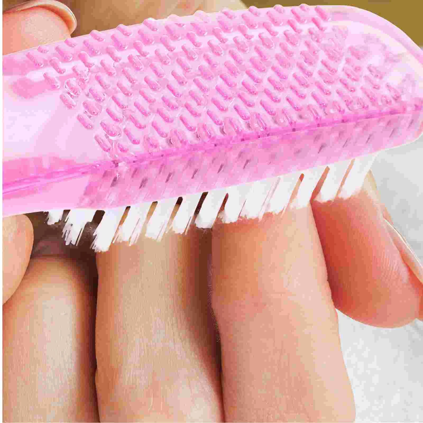 2 Pcs Foot Brush Nail Duster Scrubber Brushes Supplies Fingernail Curved Handle Grip for Cleaning Fingernails