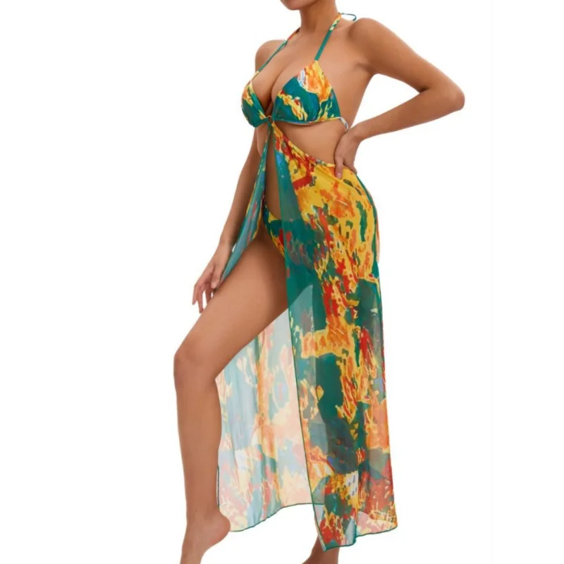 مثير بيكيني قطعتين مجموعة بحر مطبوعة تنورة منفصلة Sle لباس سباحة المرأة واقية من الشمس ملابس السباحة 2024 العصرية الشاطئ F... #2