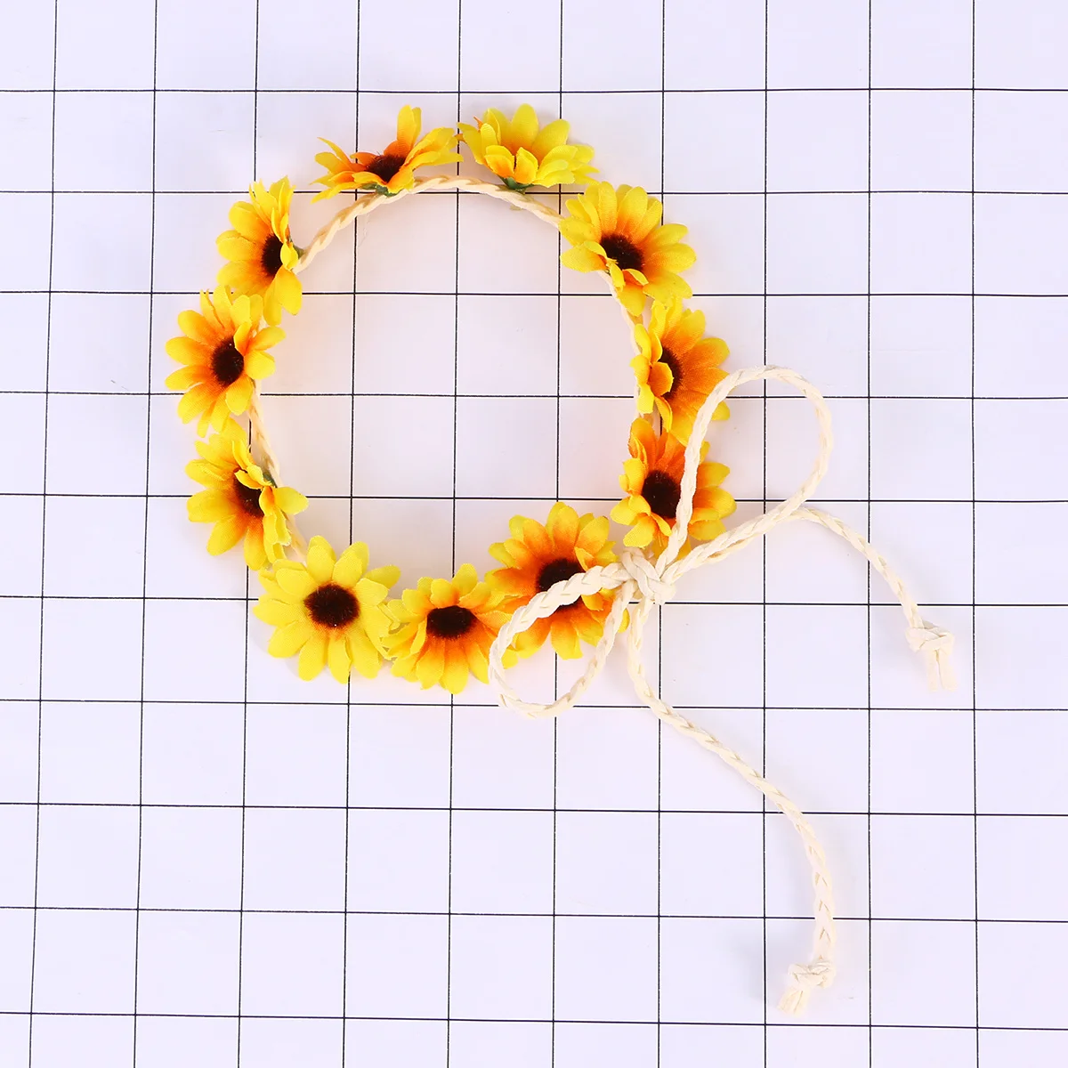 Bandeau marguerite jaune à fleurs pour femmes, 6 pièces, cerceau pour cheveux, couronne de fleurs, corde tressée extensible pour fête, mariage, Festival, photographie