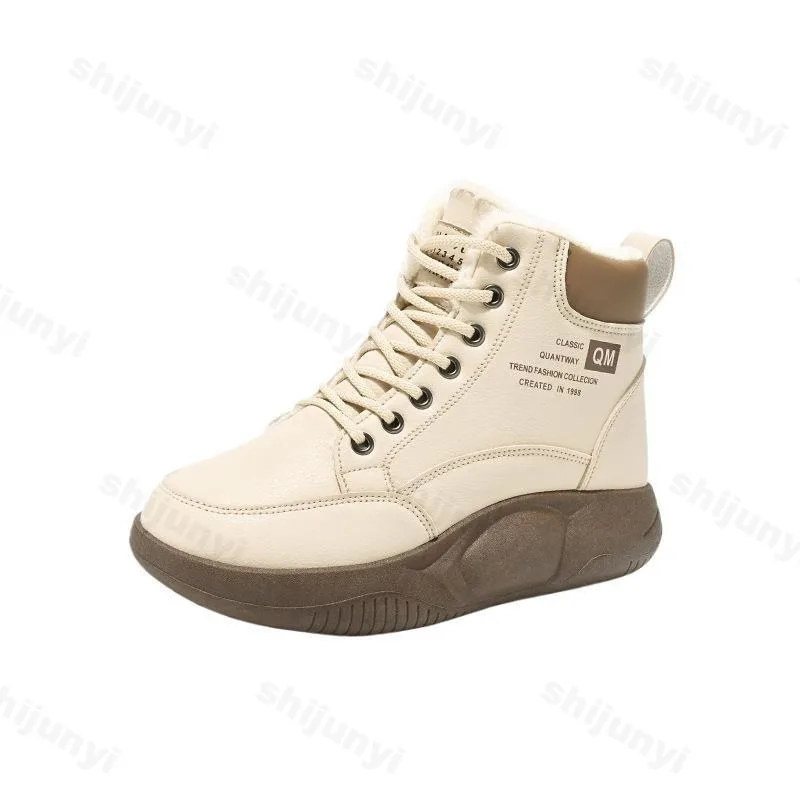 أحذية النساء الشتاء أفخم الدافئة سميكة سوليد 2025 جديد أحذية الثلوج الباردة واقية النساء القطن الأحذية منصة أحذية رياضية كلاسيكية بوتاس موهير