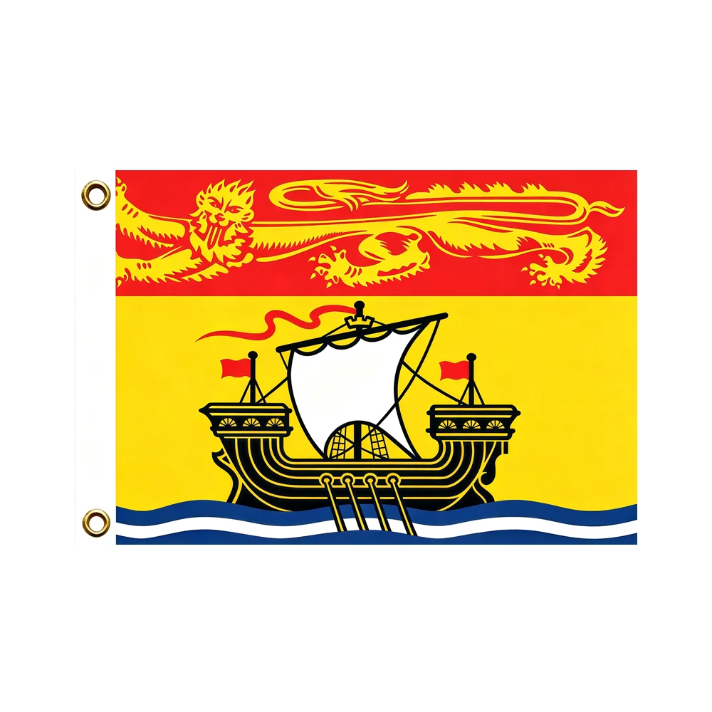 2x3ft 3x5ft New Brunswick Canada Provincial Flag Lion Galleon Ship Banner Polyester For Garage Wall Home Outdoor Decor