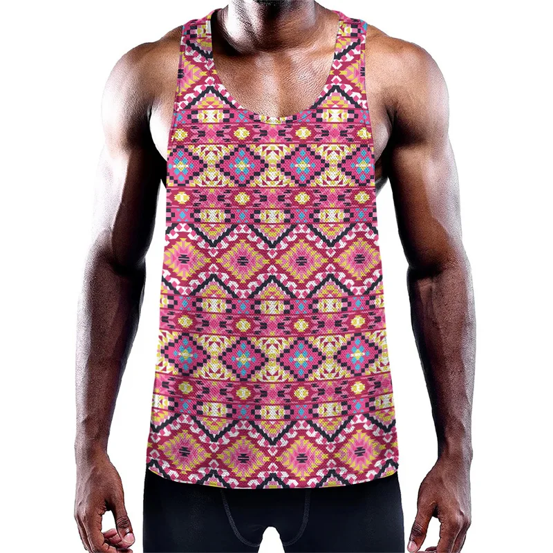 Harajuku 3D Printing Tribal Aztec Trippy Styles Tank Top Kid Cool Streetwear Short Sleeveless Men Fashion Gym Sports Tank Tops