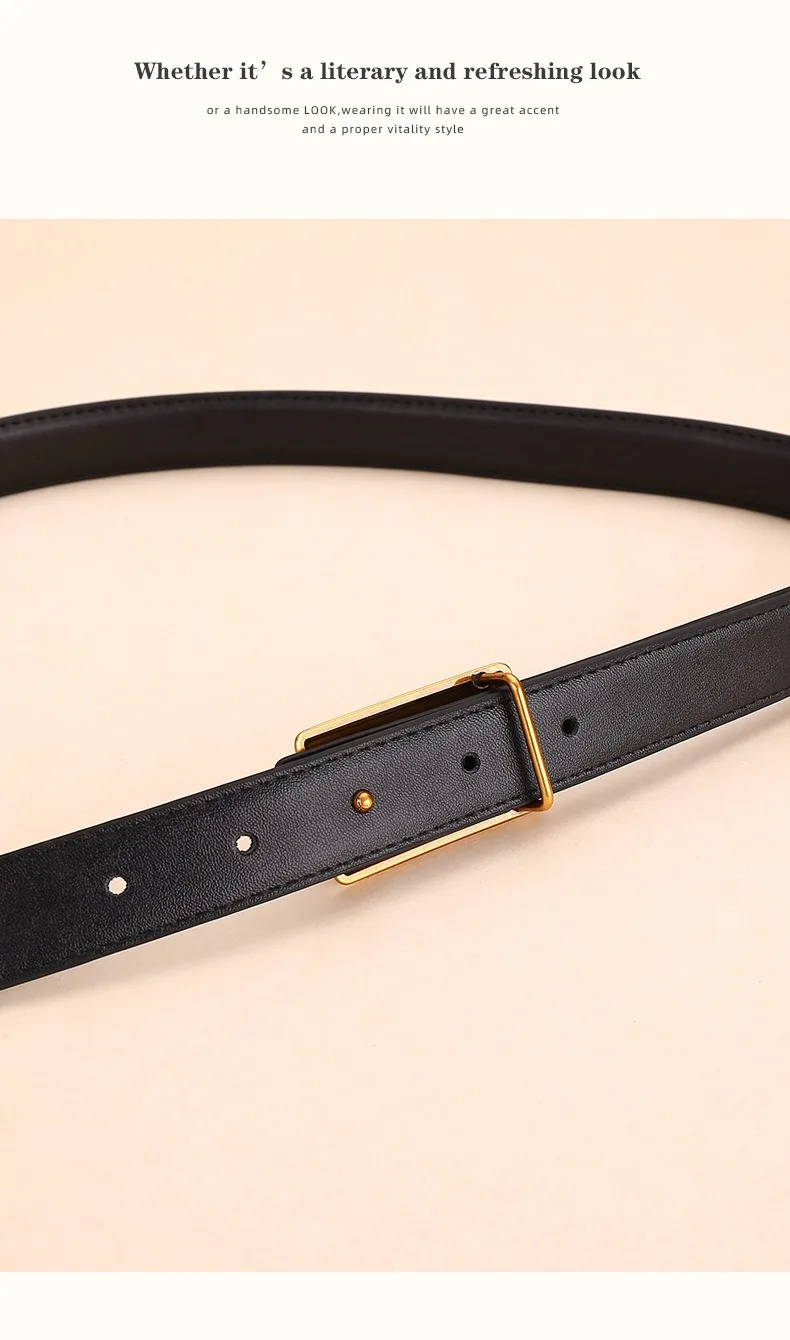 Damen-Ledergürtel, Luxusmarke, Taillenkette für Jeans und Kleider, Retro-Pyramidenschnalle, doppelseitige Gürtel – Detail 9