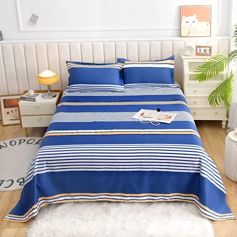 Eco-Friendly Printed Cotton Sheets Double Bed Brushed Synthetic Sheets One Piece Bedding Pillowcases Need to Order