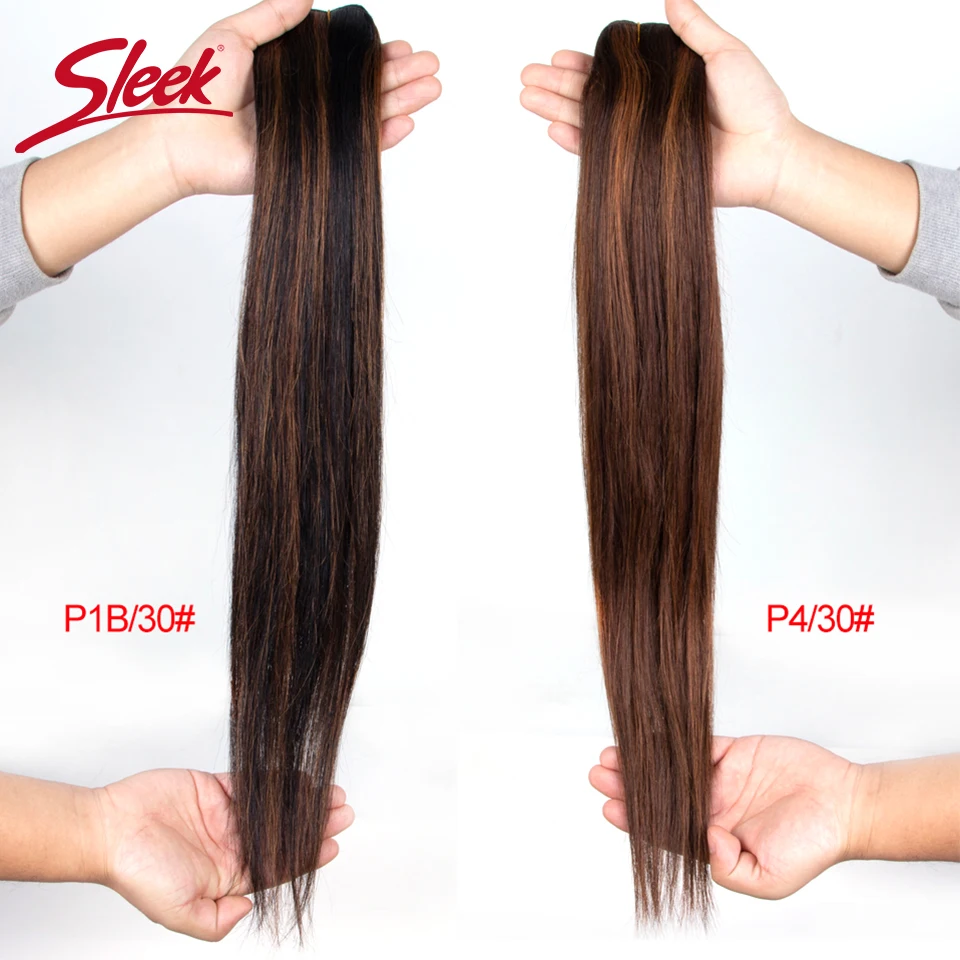 Sleek Brasilianische Gerade P4/27 P6/27 Braun P4/30 P1B/30 Menschliches Haar Weave Bundles 100% natürliche Rmy Haar Verlängerung 10 Zu 26 Zoll