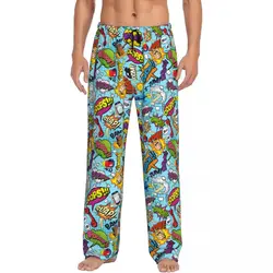 Custom Printed Men's Superhero Cartoon Anime Movie Pajama Pants Comic Book Arts Sleepwear Sleep Lounge Bottoms with Pockets