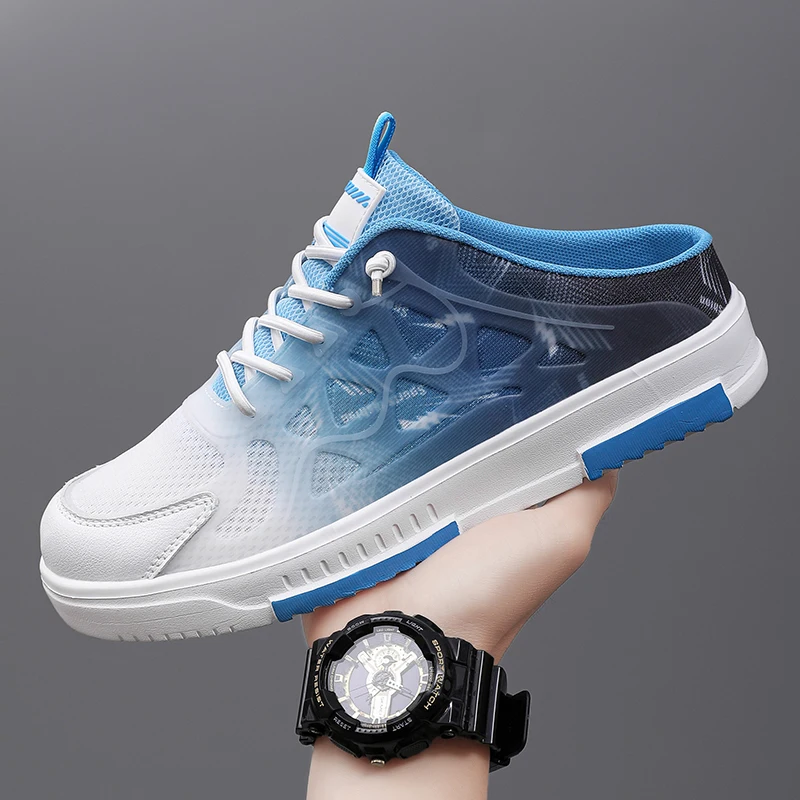 

HKDQ Man Casual Half Sports Shoes Breathable Mesh Walking Shoes Chunky Shoes Lightweight Big Size 47 Outdoor Footwear for Men