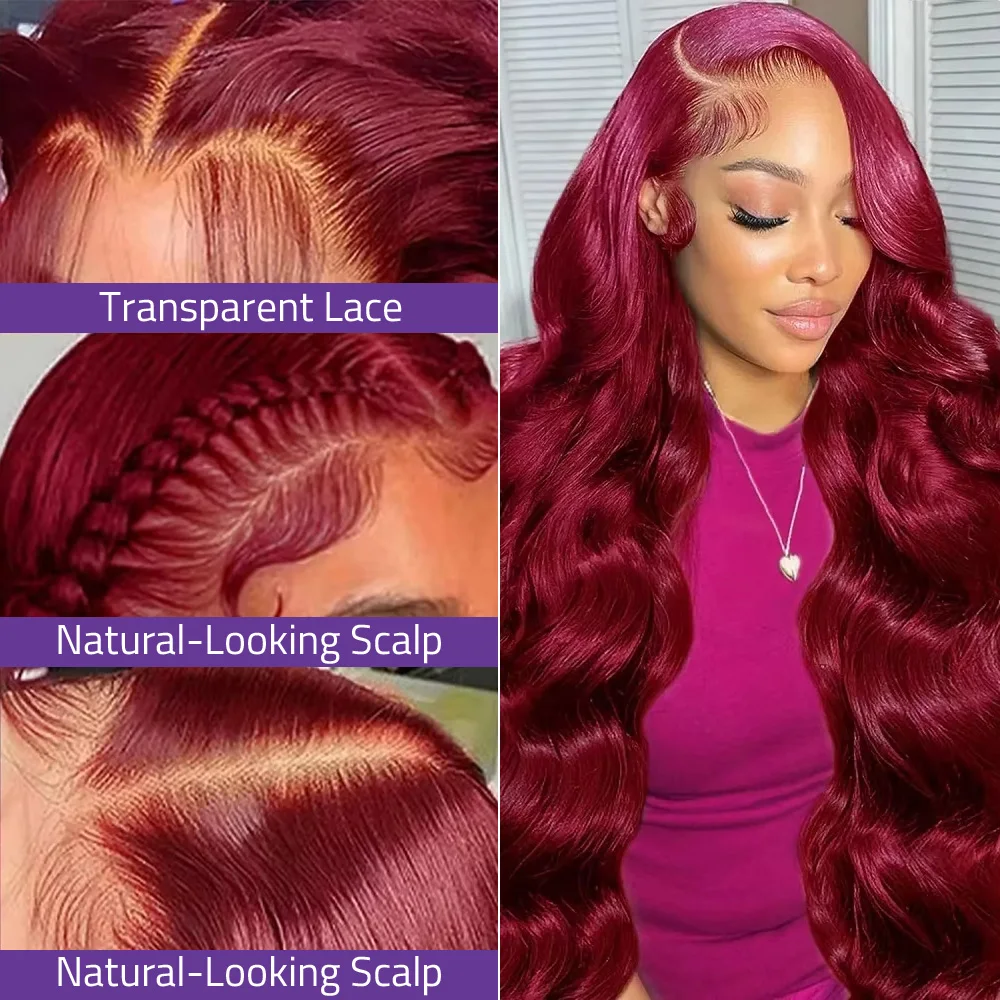 200% الكثافة بورجوندي 13x6 HD الدانتيل أمامي باروكة من شعر طبيعي 99j الجسم موجة 13x4 الدانتيل الجبهة الباروكات شعر الإنسان البرازيلي الدانتيل الباروكات