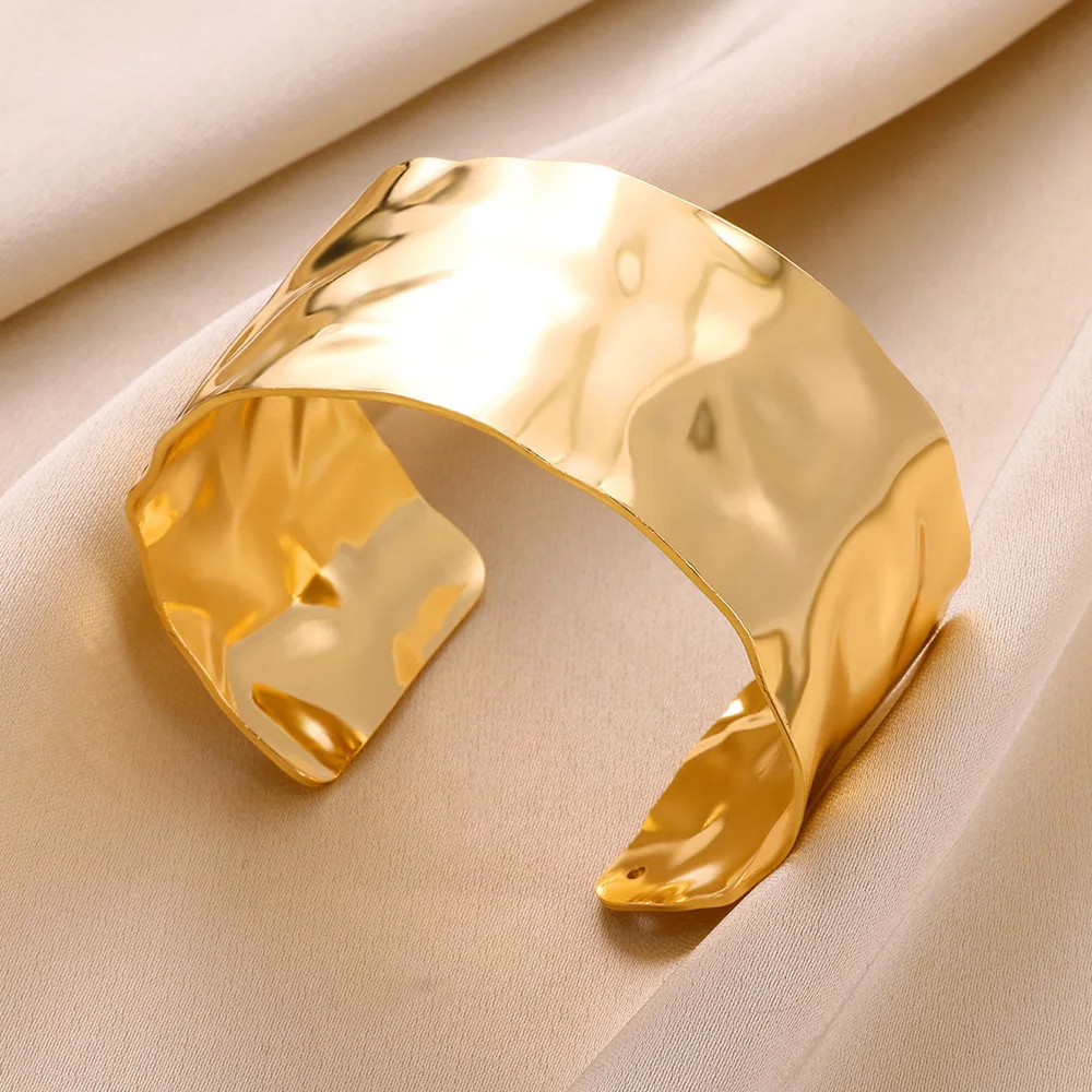 

Vintage Irregular Bracelet For Women Stainless Steel Gold Color Open Cuff Bangles Exquisite Luxury Jewelry Gift pulseras bijoux