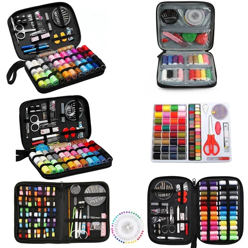 Kit da cucito Set di scatole multifunzione fai-da-te per quilting a mano Cuciture per filo da ricamo Kit di accessori Strumenti per punzonatura ad ago