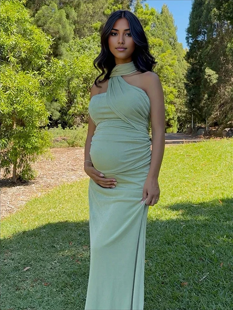 Maternity Photography Dress One Shoulder Maxi Gown Elegant Pregnancy Photoshoot Dresses Maternity Photo Outfit