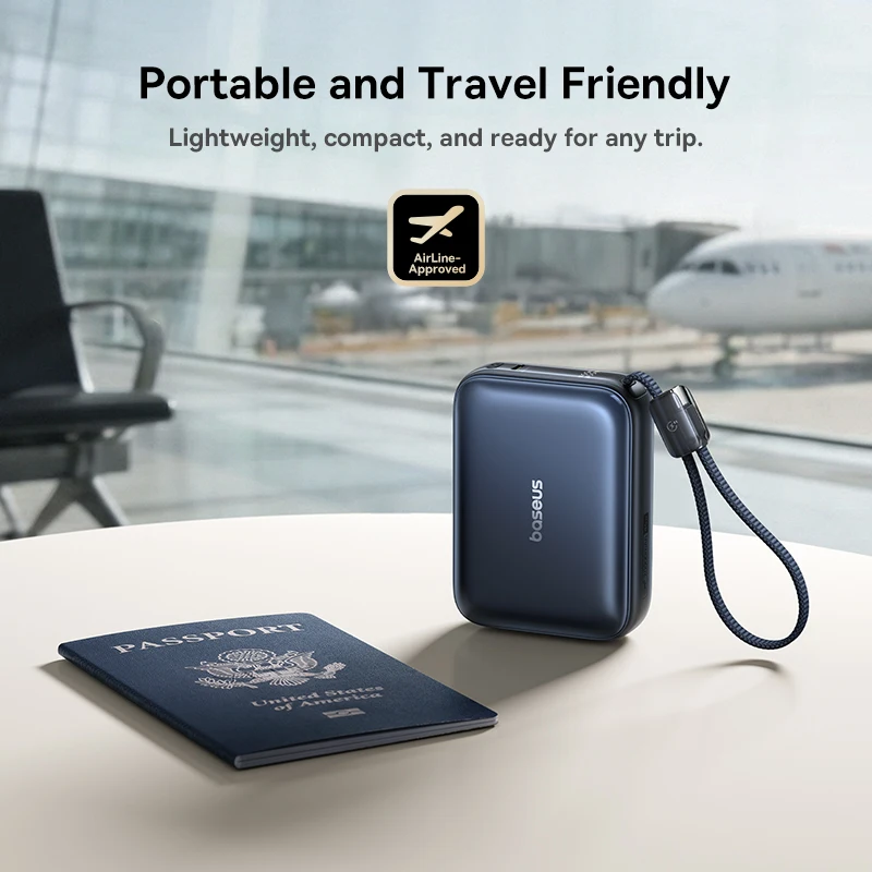 Baseus 45W Power Bank 20000mAh Wbudowany kabel USB-C, mniejszy, szybki, przenośny do iPhone 18 17 Pro Max Duo Samsung S26 Ultra — zdjęcie produktu 4