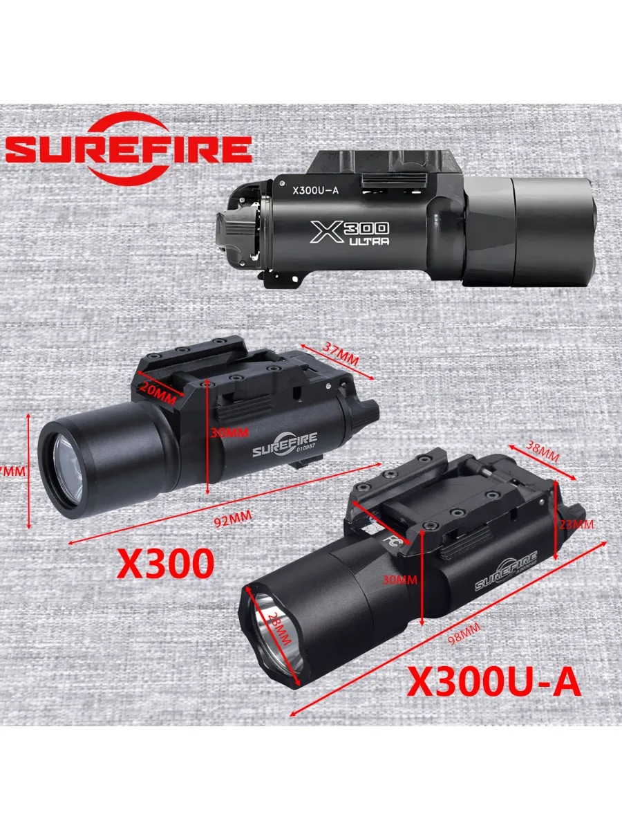 AliExpress LAMBUL SureFire X300 Ultra X300U-A  X300V XH35 Metal Tactical Pistol Gun LED Light Fit 20mm Rail Airsoft Weapons Hunting Flashlight