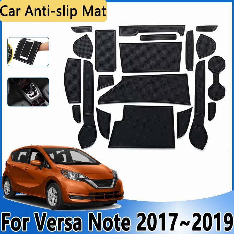 

For Nissan Versa Note E12 Nismo NE12 e-Power 2017~2019 Car Slot Hole Pad Non-Slip Rubber Mat Door Groove Cup Sticker Accessories