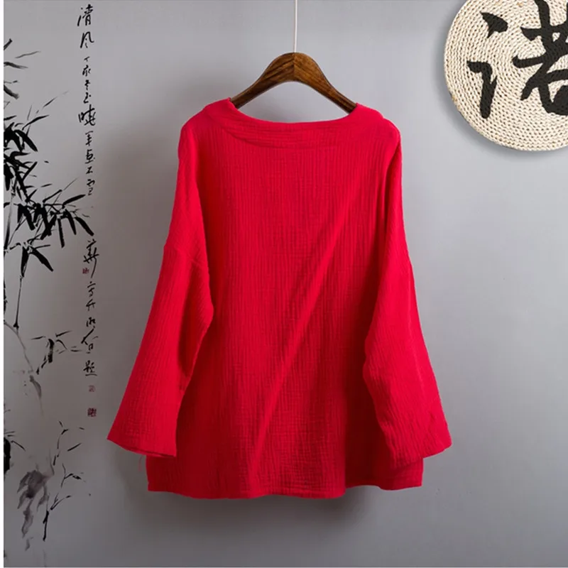 ropa mujer plus size women Shirt Spring and Autumn Chinese style Shirt Blouse Cotton Linen Vintage Shirt Qigong Tai Chi Cardigan