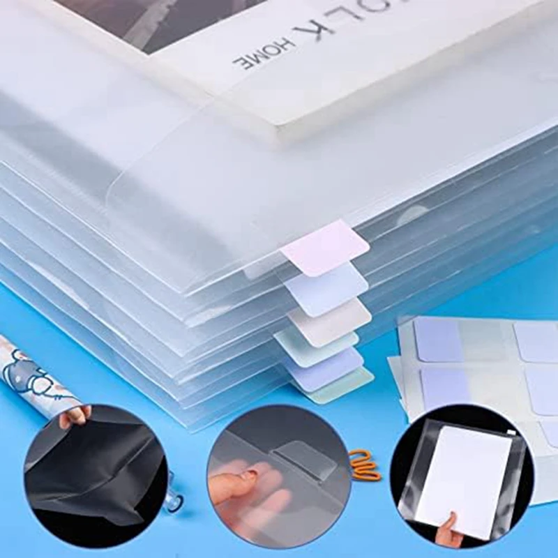 50Pcs Clear Scrapbook Paper Organizer With 120Pcs Sticky Index Tabs For Holding Scrapbook Paper Cardstock Vinyl Paper Set