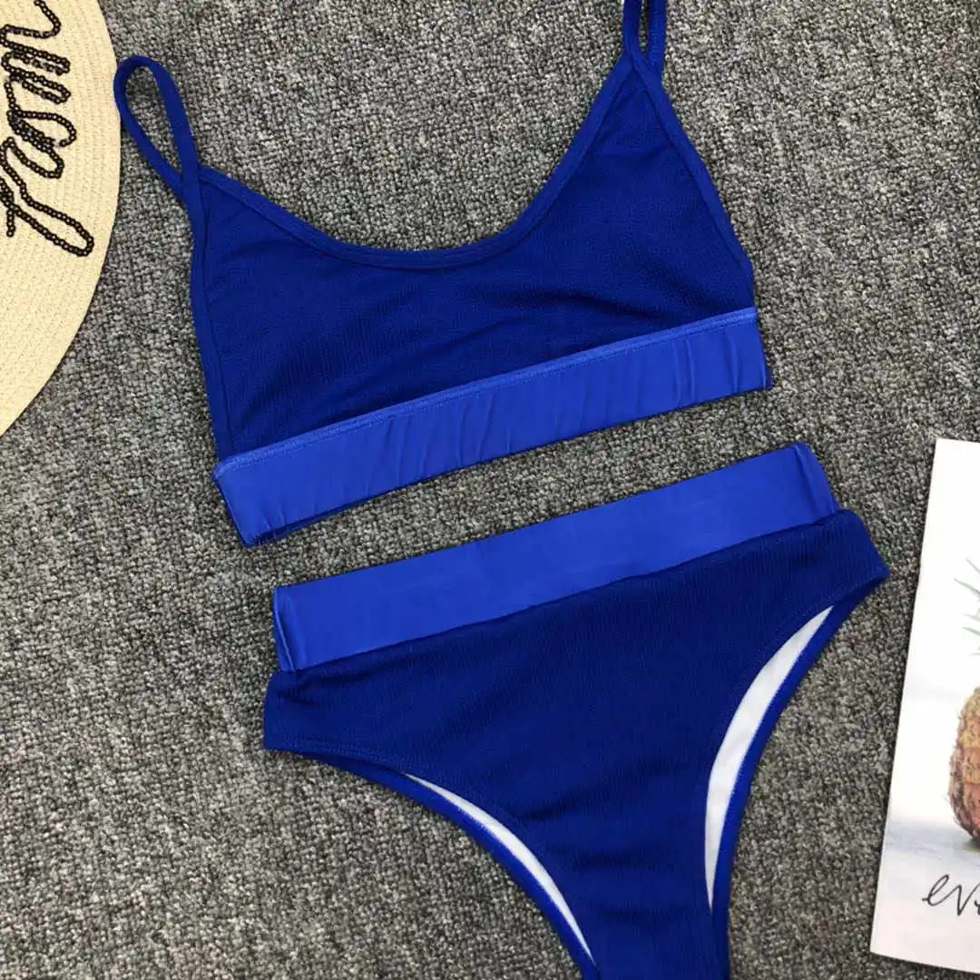 S - XL Sexy Damen-Badeanzug, High-Waist-Bikini, zweiteiliger Bikini-Set, gerippter Badeanzug, Damen-Badebekleidung V2375 – Detail 26