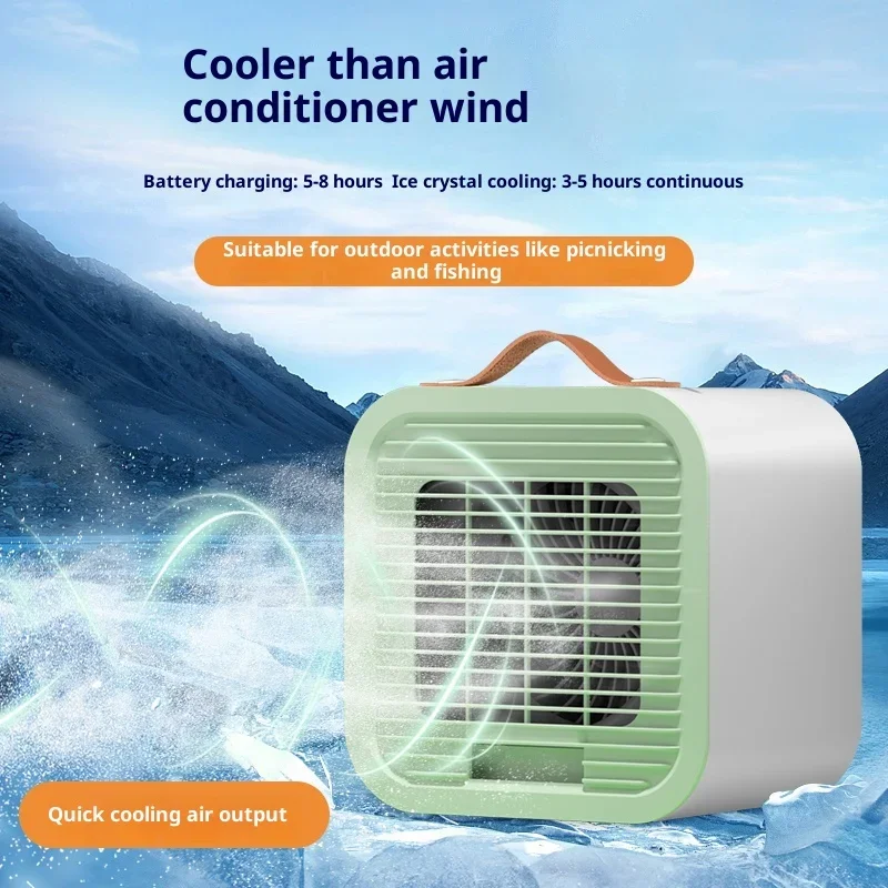 

Rechargeable Portable Mini Air Cooler Fan - USB Desktop Ice Crystal Cooling Fan with 3 Speeds, for Bedroom, Outdoor Camping, Hom