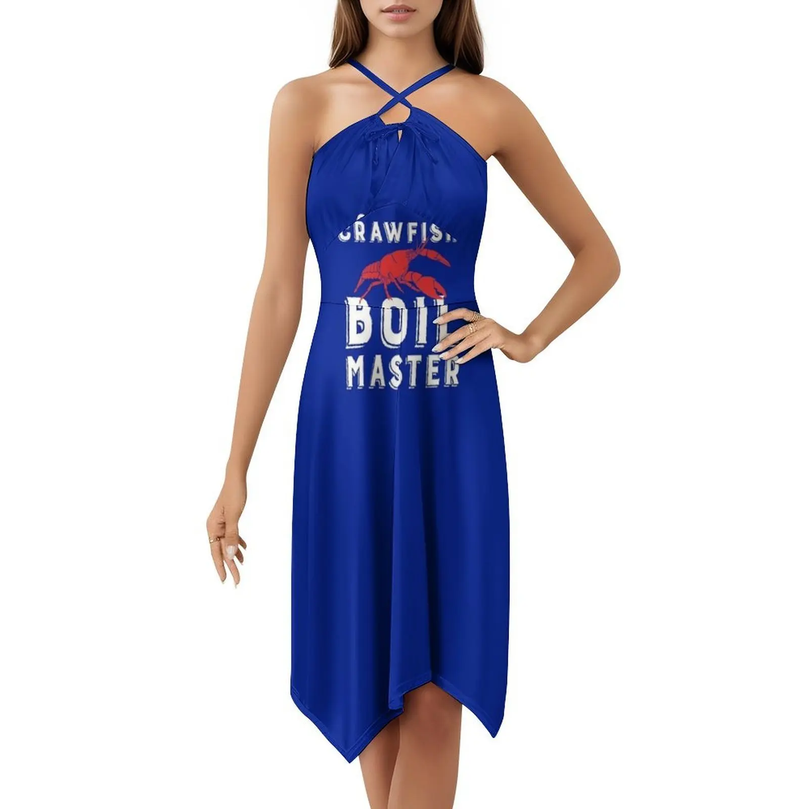 جراد يغلي ماستر الأحمر جراد البحر عاشق هدية ل Foodie البوهيمي فستان بلا أكمام للنساء طباعة فساتين حفلات الشاطئ جراد البحر #5