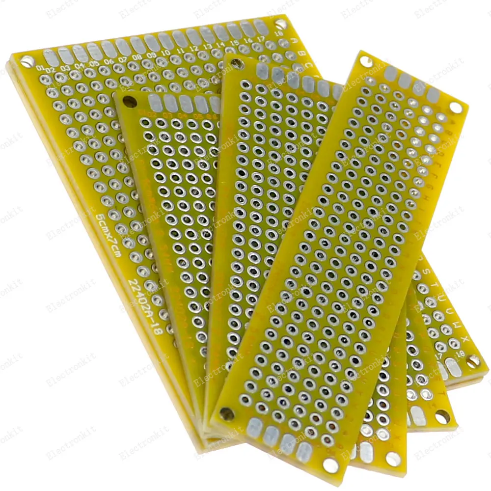 20pcs/lot PCB Prototype Board Circuit Protoboard Universal Stripboard Prototyping Veroboard 2X8 3X7 4X6 5X7 5Pcs Each Mix Yellow