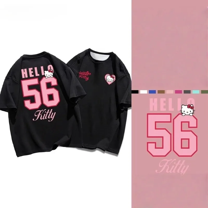 

Hello Kitty 3D Printed T-shirt Summer Cute Anime Pattern Men's and Women's Short Sleeve Loose Large Edition Quick Drying T-shirt
