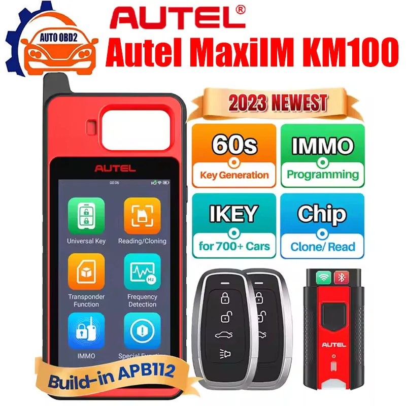 

Autel MaxiIM KM100 Key Fob Programming Immobilizer Tool 60s Key Generation OBD IMMO Key Learning,Chip Read/ Edit/ Clone PK IM508