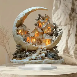2D Planet Moon House Lent Hot Acrylic Living Room Bedroom Home Decoration Ornaments Holiday Decoration