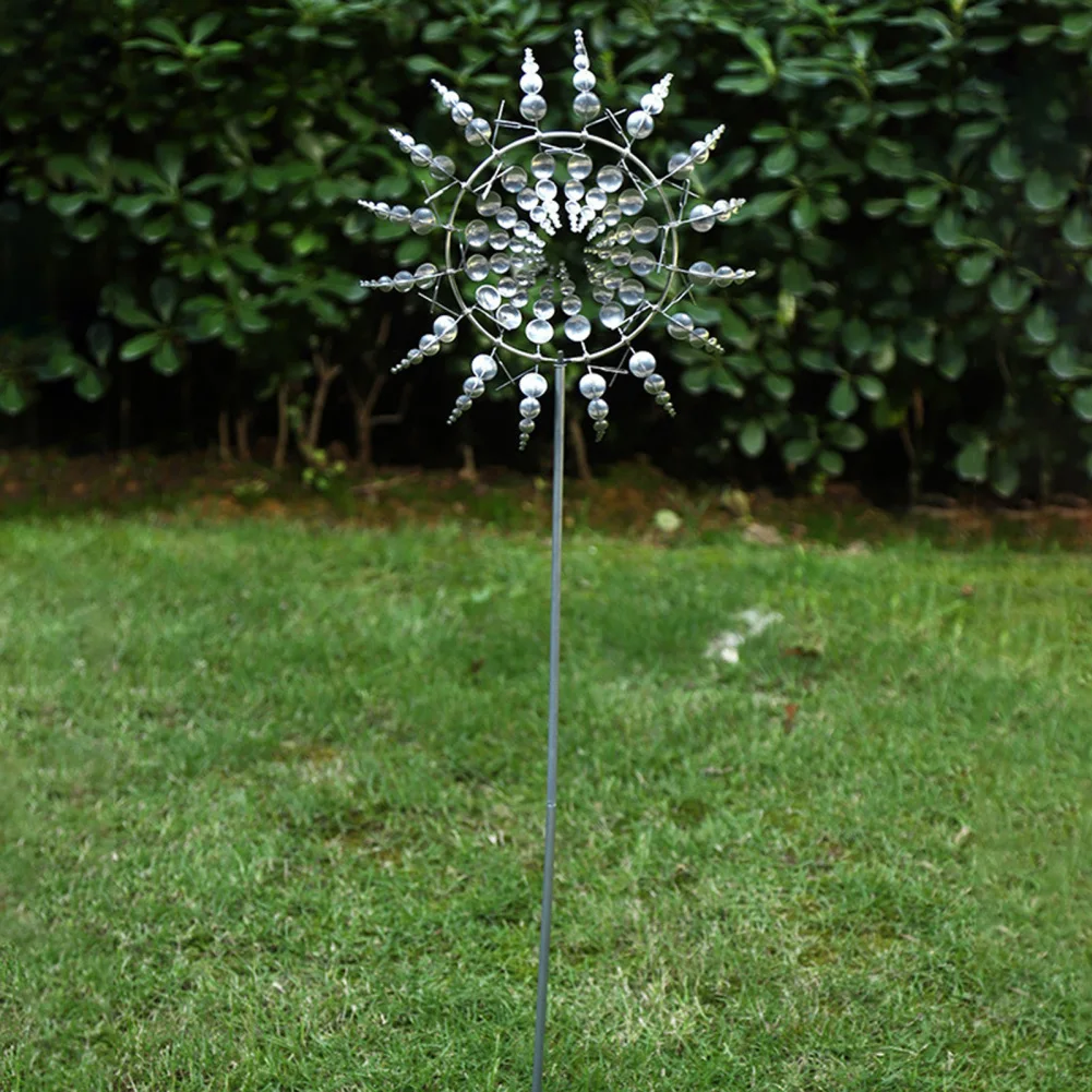 Wind Spinner Metal Windmill For Outdoor 3D Wind Powered Sculpture With Metal Pile Weather Resistant Wind Sculpture For Garden