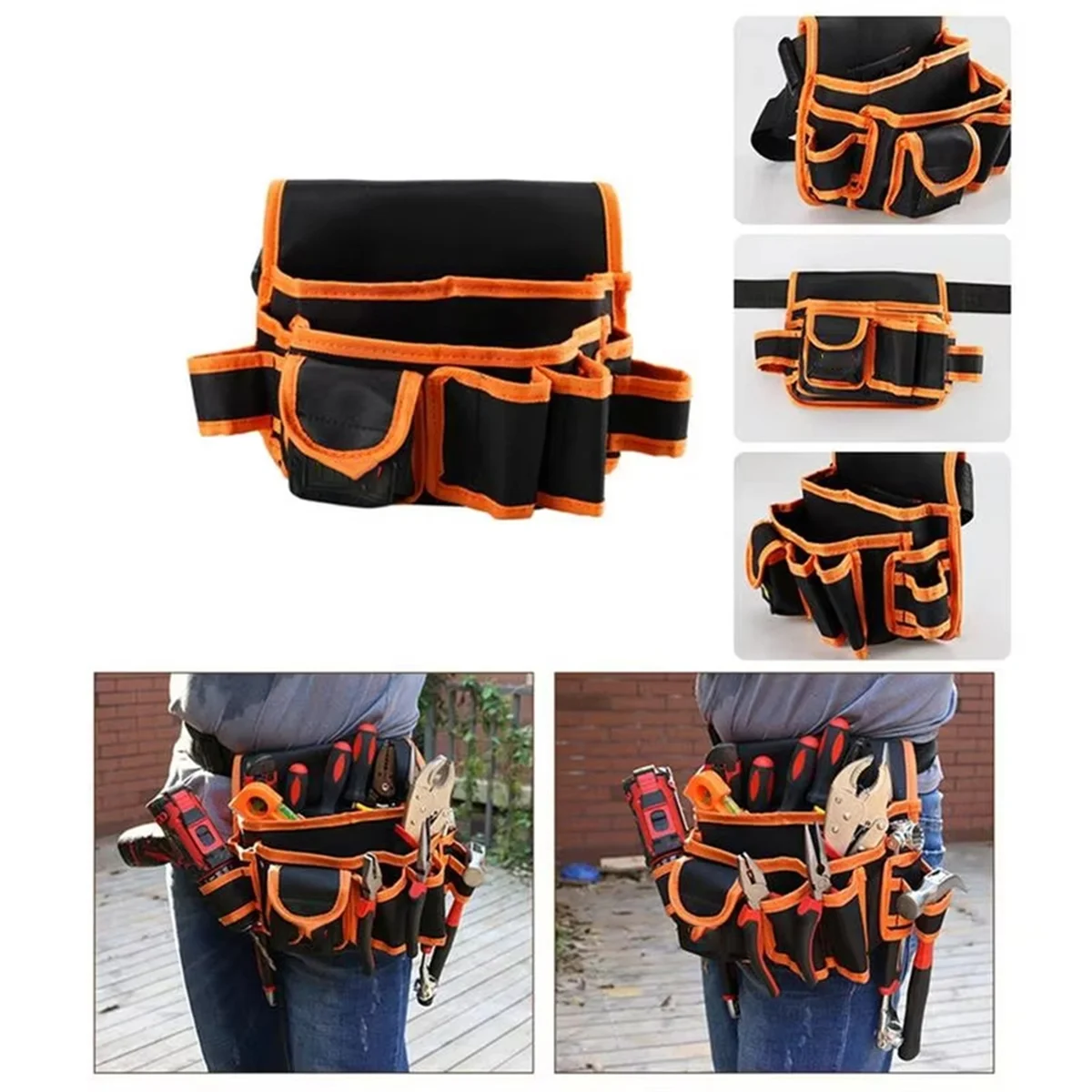 

A002 Waist Tool Bag Multifunctional Utility Tool Bag Adjustable Hand Screws Organizer OxfordCloth Utility Pouch for Framers D