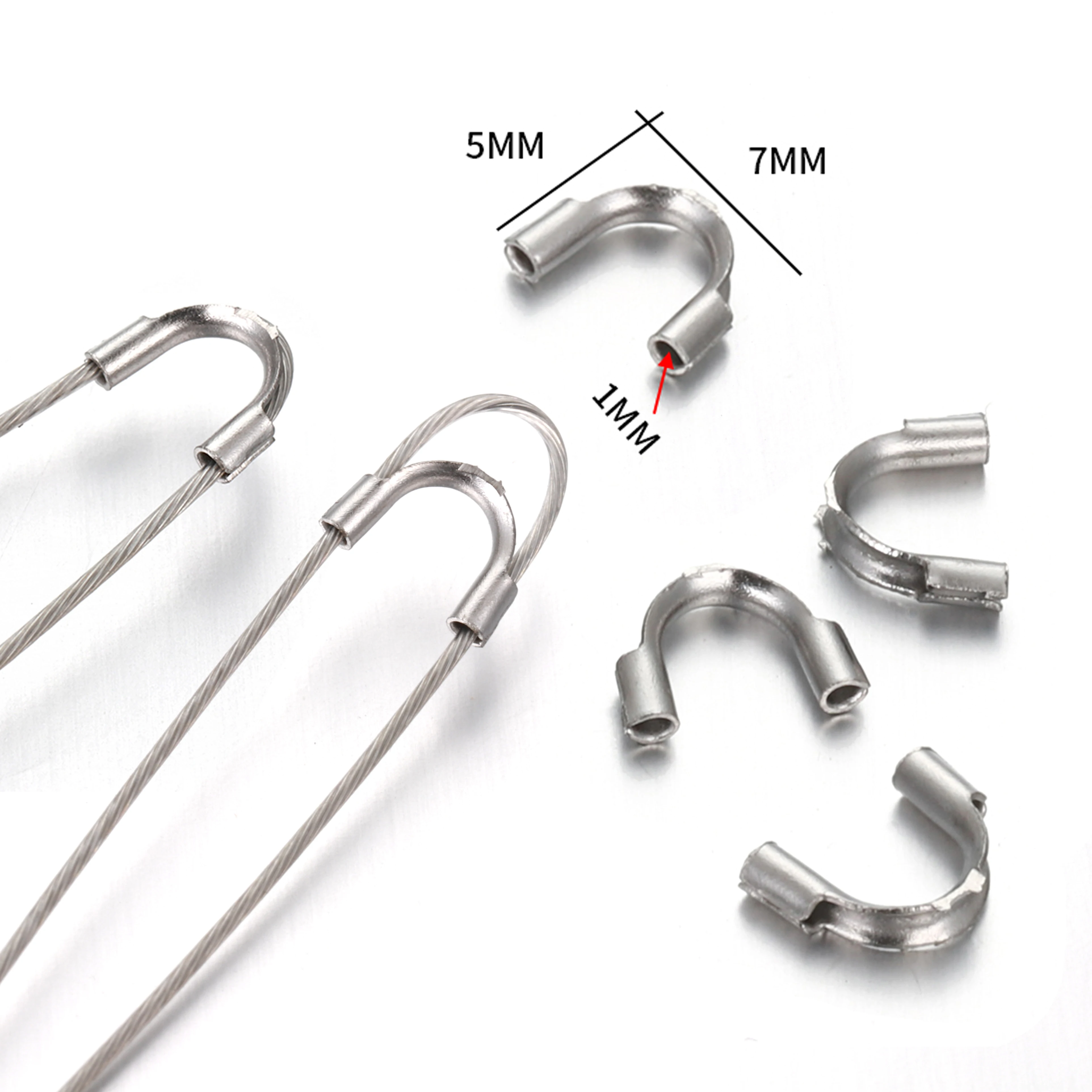30pcs Stainless Steel U-Shaped Tube Wire Protectors Wire Guard Rings Protective Rings Clasps for Jewelry Making Connectors
