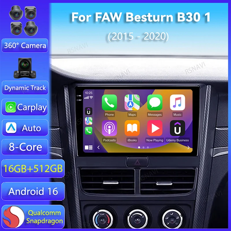 Android 16 Carplay Auto For FAW Besturn B30 1 2015 2016 - 2020 Car Radio DSP Navigation WIFI+4G GPS Stereo 2Din DVD Video Player