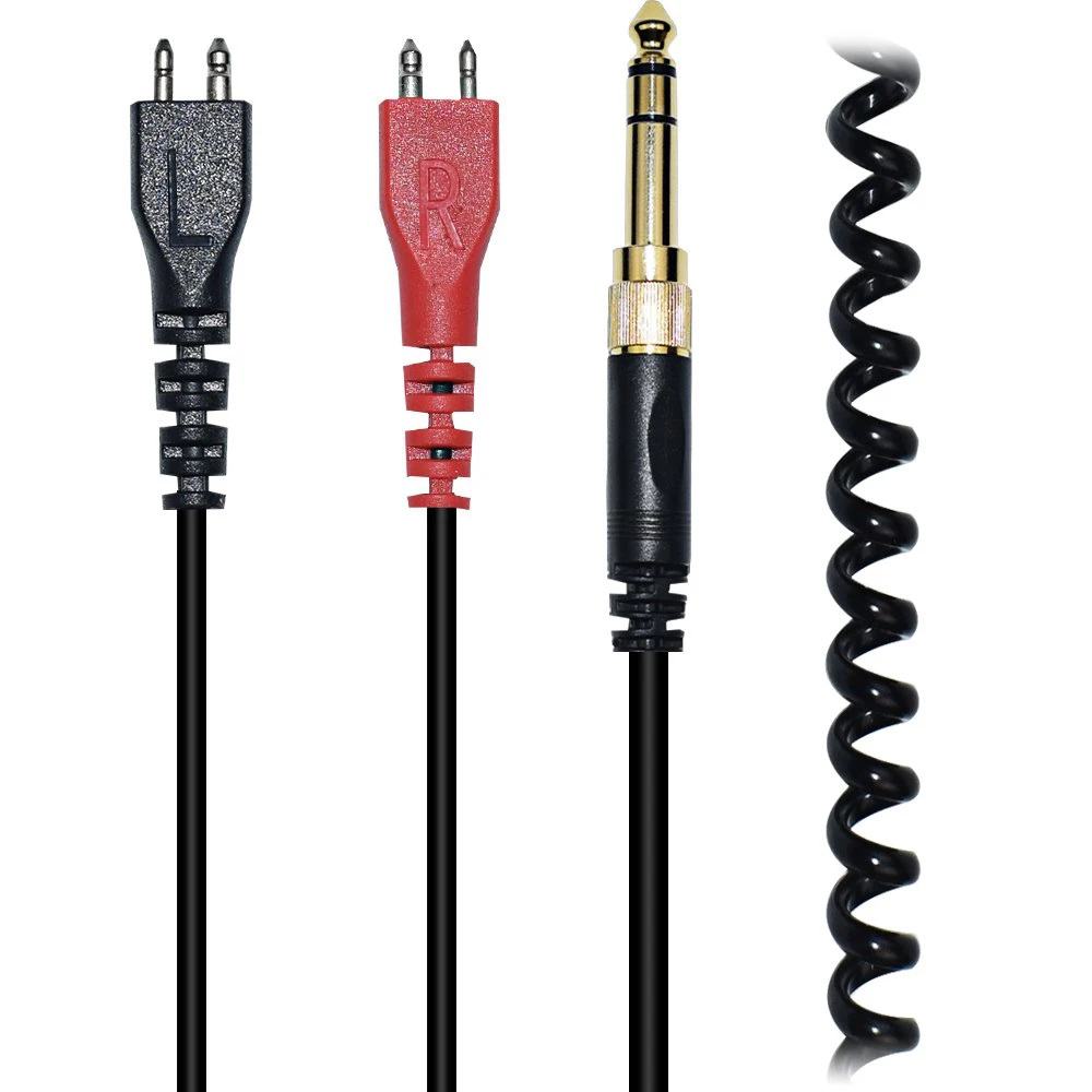 Cable de extensión en espiral con resorte de repuesto de 6,35mm para auriculares Sennheiser HD 250 Linear I II 410 414 420 424 425 SL 430