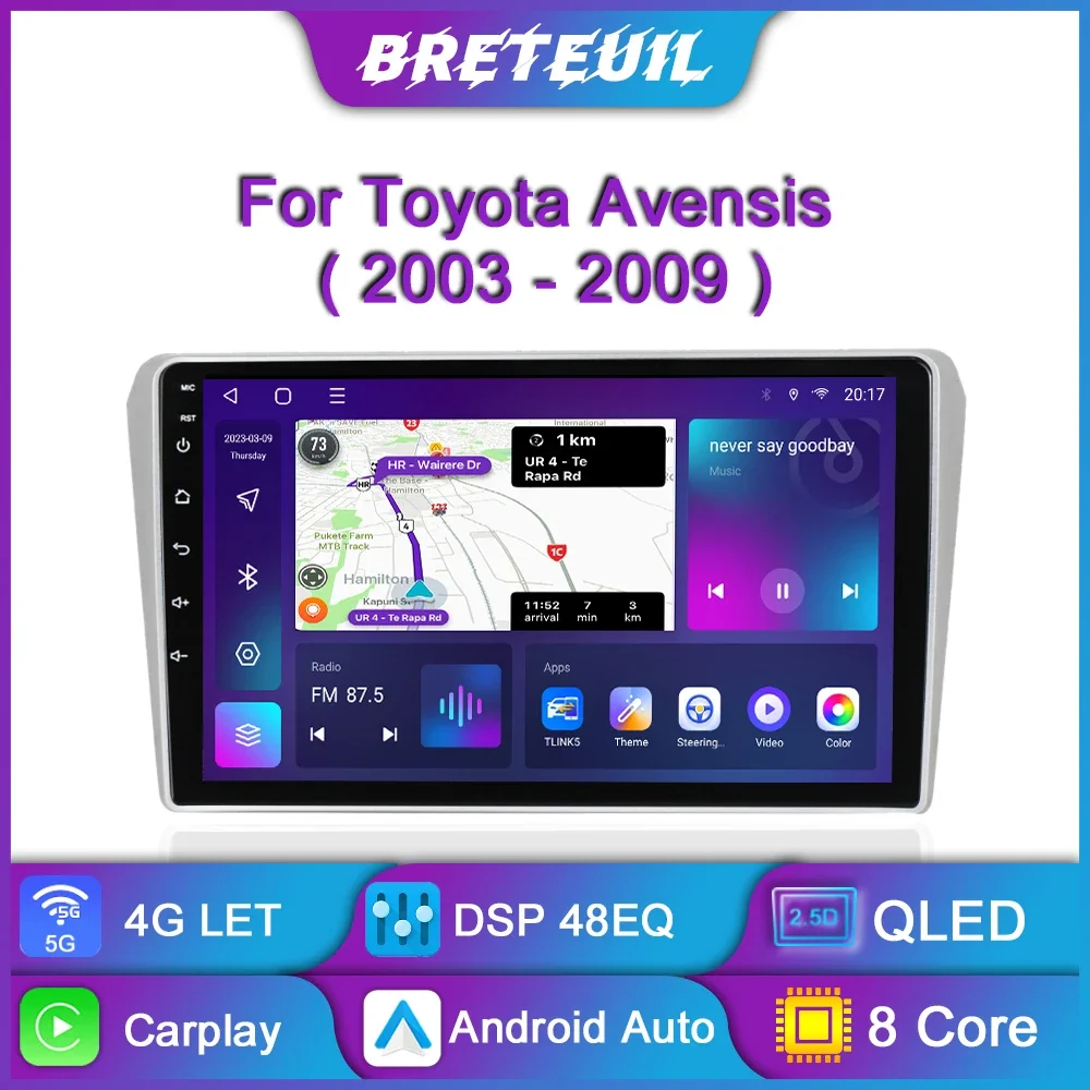 

For Toyota Avensis T250 2 II 2003-2009 Android Car Radio Multimedia Player Navigation GPS QLED Touch Screen Auto Stereo Carplay