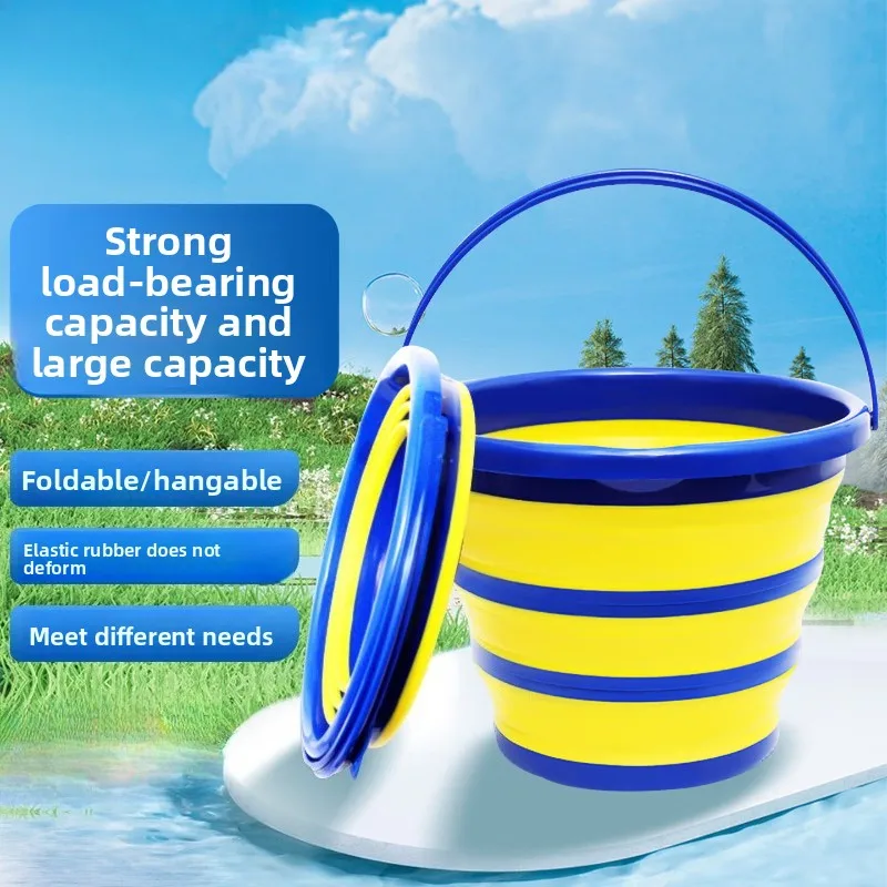 10L Foldable Water Bucket Portable Car Wash Fishing Camping Travel Pail Large Capacity Soft Wear Resistant Home Daily 접이식 버킷