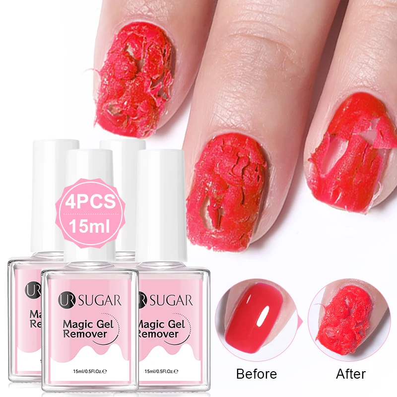

UR SUGAR 15ml Nail Gel Remover Set 3 Minutes Quick Easily Removes Soak-Off Gel Polish Professional Non-Irritating Nail Cleaning