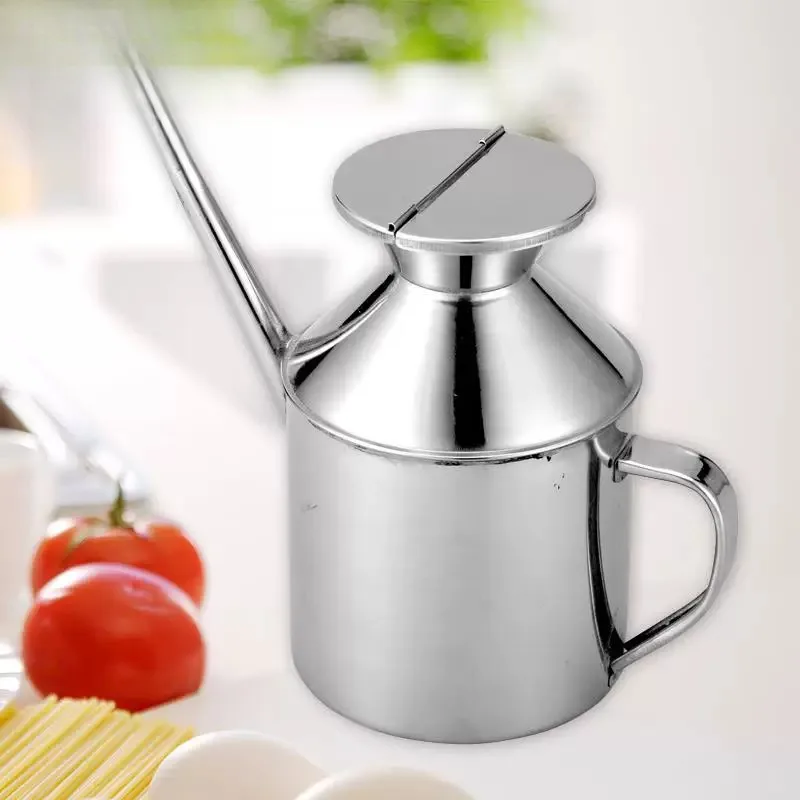 Thickened Stainless Steel Oil Bottle Soy Sauce Bottle Sharp Mouth Leakproof Seasoning Bottle Vinegar Bottle Commercial Kitche...