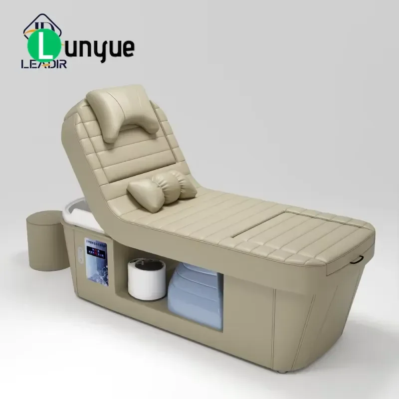 Luxury Electric Shampoo Bed with Foot Spa Water Circulation Head Massage Chair Furniture for Beauty Shop Hair Washing