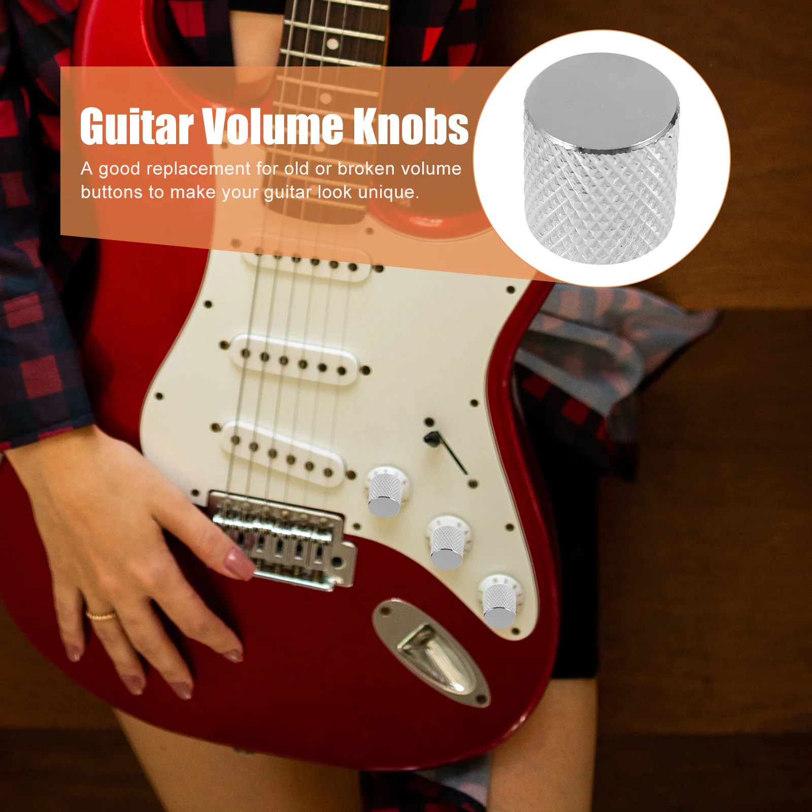 

3 Pcs Bass Guitar Accessories Volume Button Useful Knobs Metal Planoconvex Creative Silver Electric