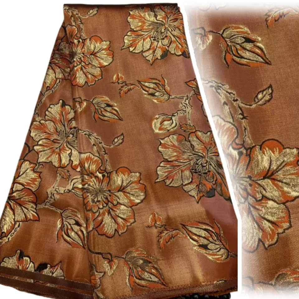 

Latest French Jacquard Organza Lace Fabric High Quality African Brocade Jacquard Fabric for Nigerian Women Wedding Dress 1964